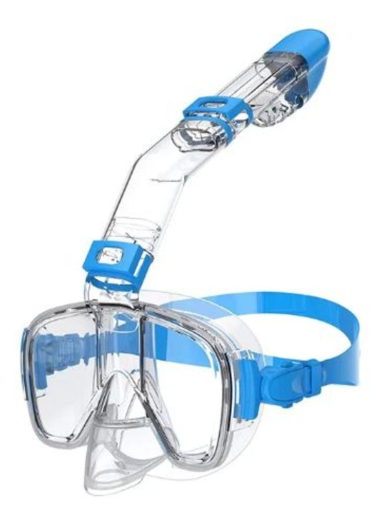 Diving Masks Foldable Anti Fog Snorkel Mask Set with Full Dry Top System for Free Swim Professional Snorkel Gear Adults Kids S/M