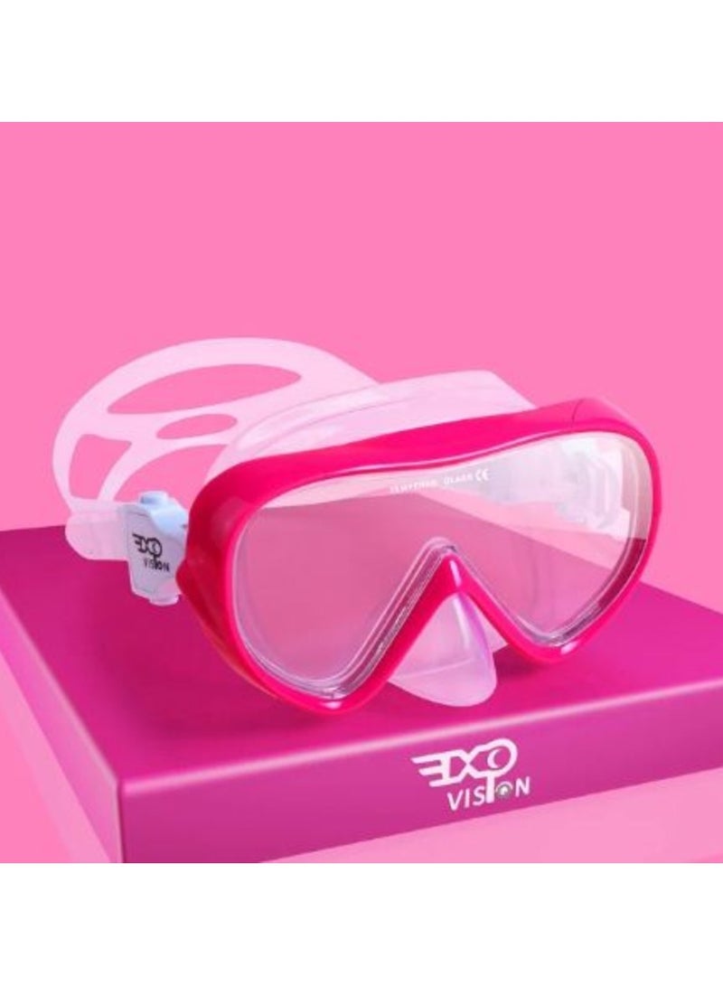 EXP Children's Vision Snorkel Diving Mask, 180 ° Panoramic Swim Mask Anti-fog Tempered Glass Lens Swimming Goggles with Nose Cover