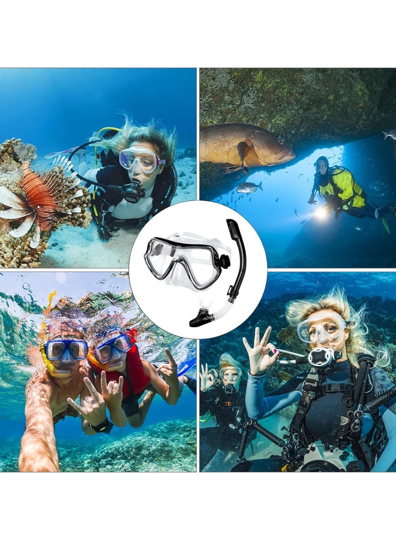 Dry Snorkel Set Adults Professional,Anti-fog Diving Mask 180° Panoramic Ultra-Clear Snorkel Mask Anti-leak Diving Tube Set Free Breath Scuba Diving Goggle Adjustable for Men Women