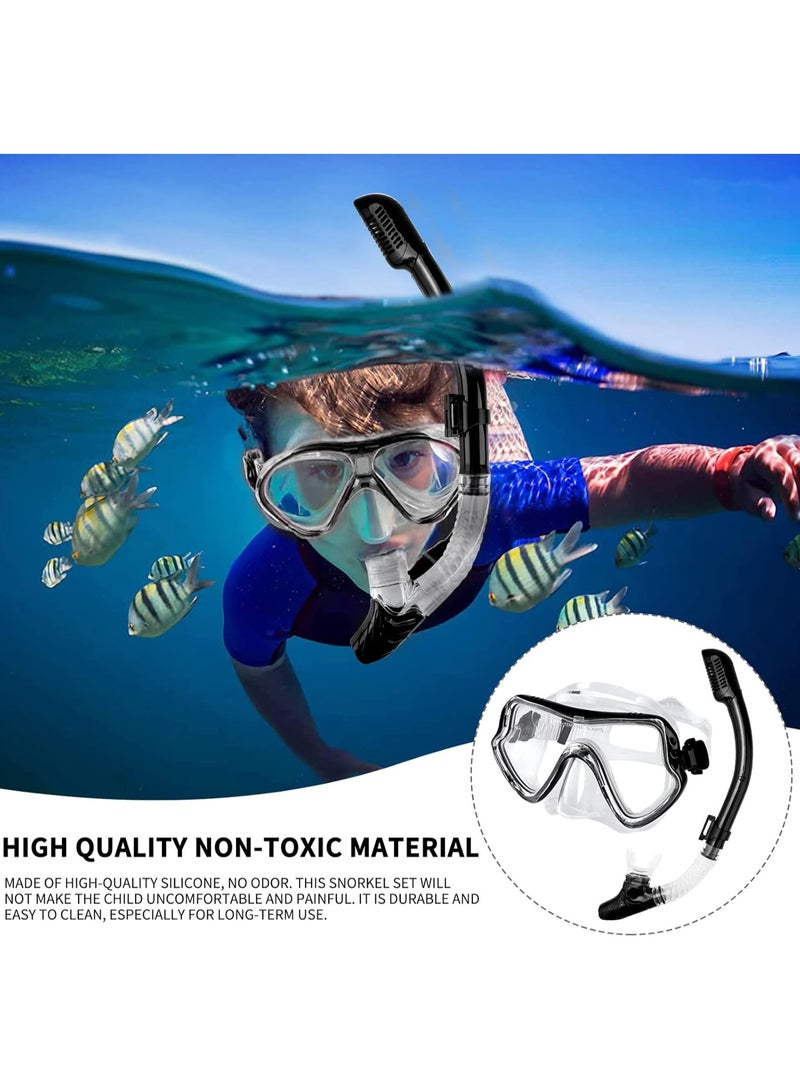 Dry Snorkel Set Adults Professional,Anti-fog Diving Mask 180° Panoramic Ultra-Clear Snorkel Mask Anti-leak Diving Tube Set Free Breath Scuba Diving Goggle Adjustable for Men Women