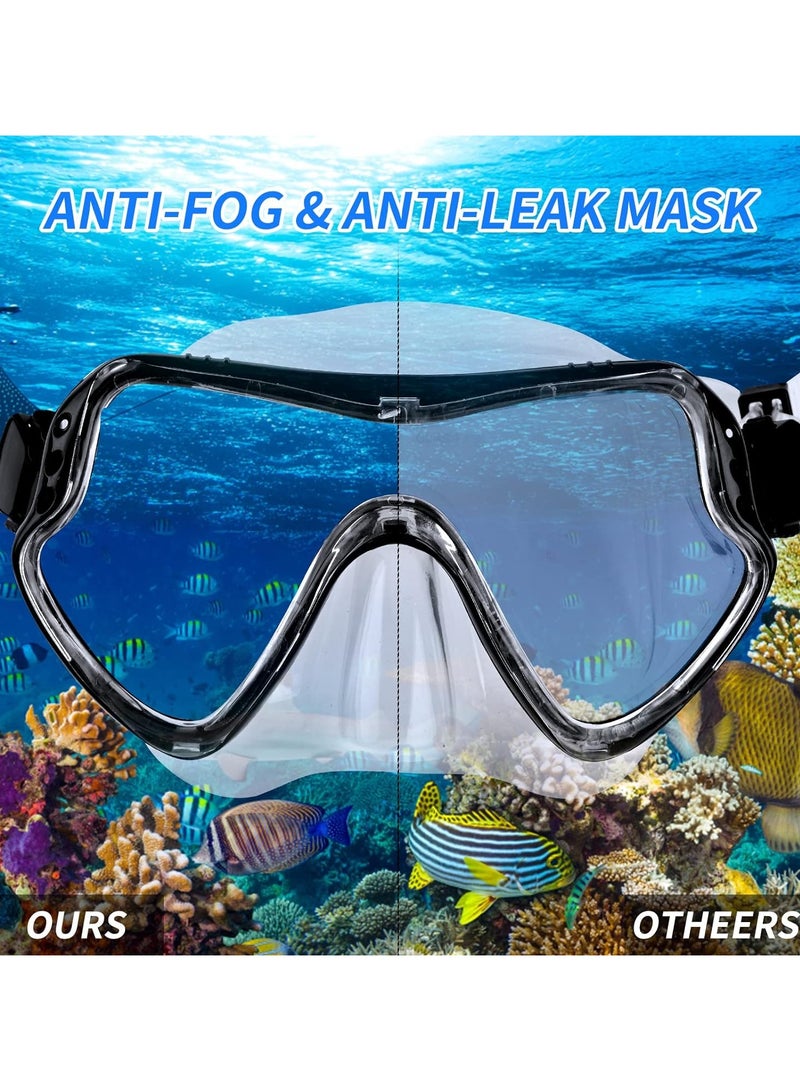 Dry Snorkel Set Adults Professional,Anti-fog Diving Mask 180° Panoramic Ultra-Clear Snorkel Mask Anti-leak Diving Tube Set Free Breath Scuba Diving Goggle Adjustable for Men Women