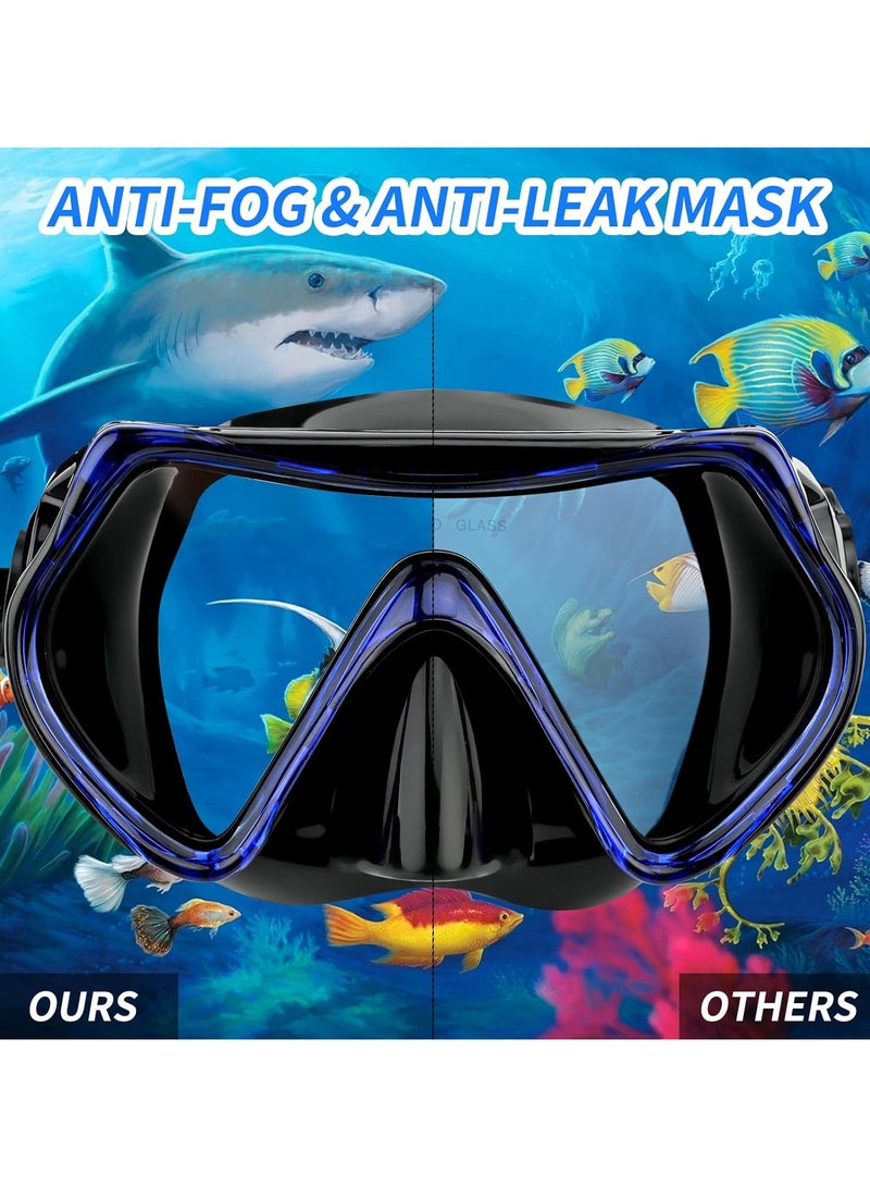 Dry Snorkel Set Adults Professional,Anti-fog Diving Mask 180° Panoramic Ultra-Clear Snorkel Mask Anti-leak Diving Tube Set Free Breath Scuba Diving Goggle Adjustable for Men Women