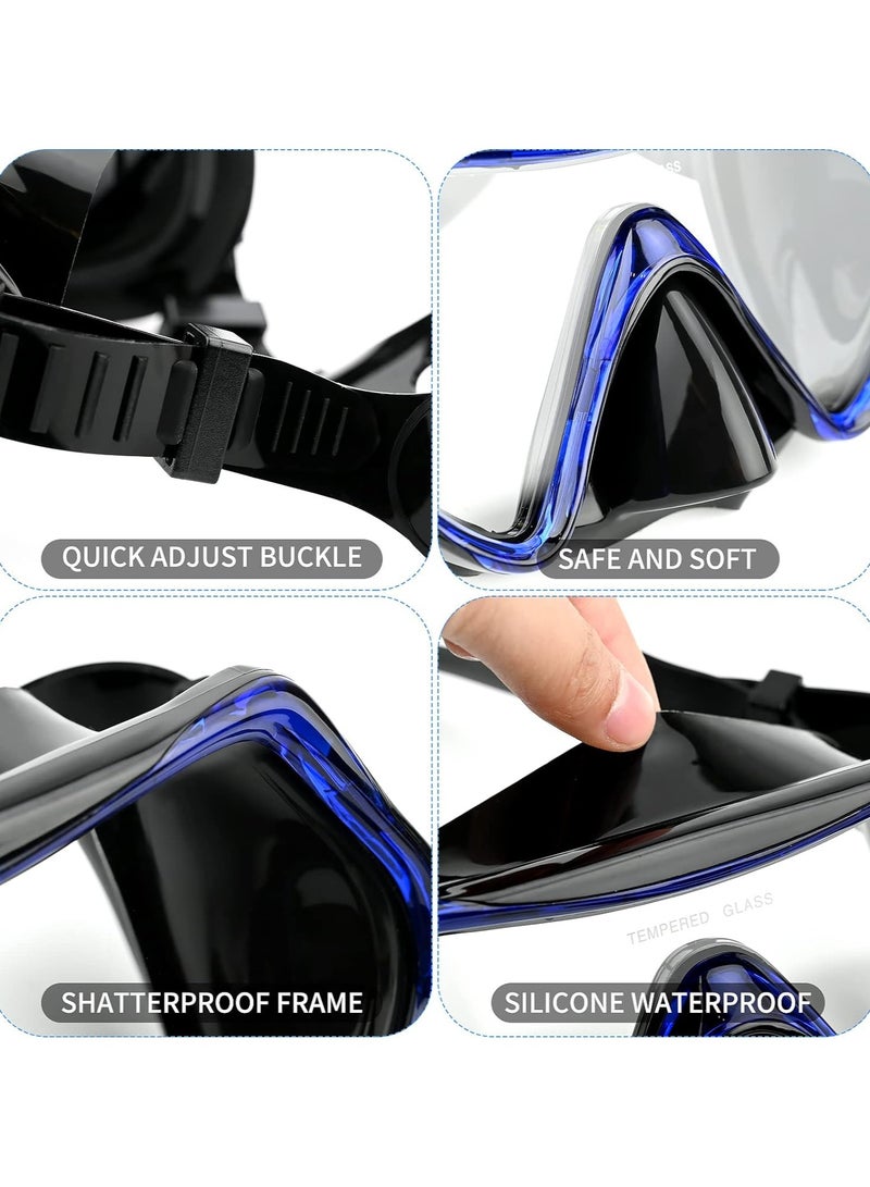 Dry Snorkel Set Adults Professional,Anti-fog Diving Mask 180° Panoramic Ultra-Clear Snorkel Mask Anti-leak Diving Tube Set Free Breath Scuba Diving Goggle Adjustable for Men Women