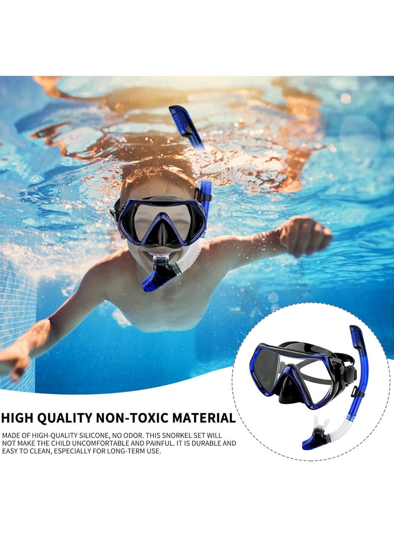 Dry Snorkel Set Adults Professional,Anti-fog Diving Mask 180° Panoramic Ultra-Clear Snorkel Mask Anti-leak Diving Tube Set Free Breath Scuba Diving Goggle Adjustable for Men Women