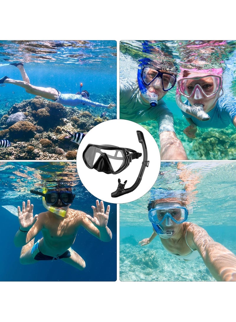 Dry Snorkel Set Adults Professional,Anti-fog Diving Mask 180° Panoramic Ultra-Clear Snorkel Mask Anti-leak Diving Tube Set Free Breath Scuba Diving Goggle Adjustable for Men Women