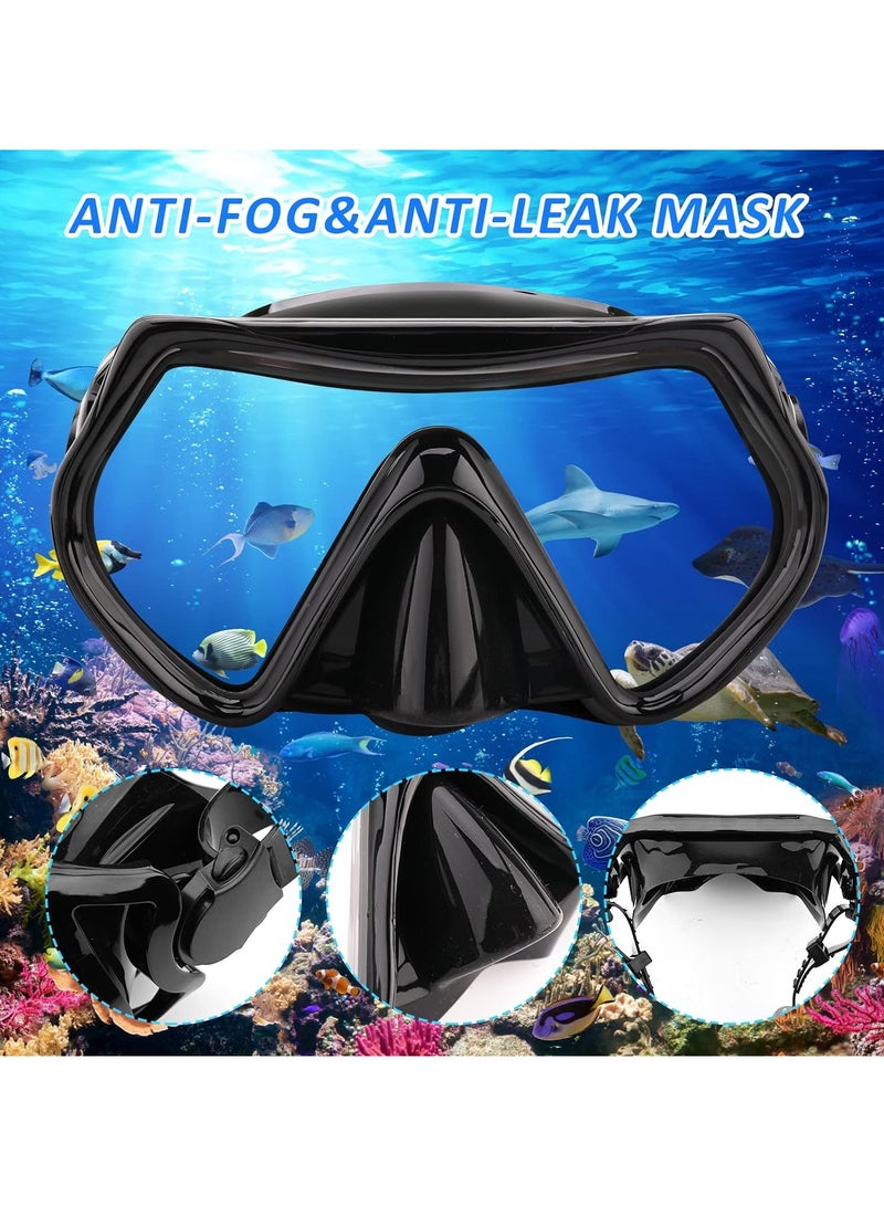 Dry Snorkel Set Adults Professional,Anti-fog Diving Mask 180° Panoramic Ultra-Clear Snorkel Mask Anti-leak Diving Tube Set Free Breath Scuba Diving Goggle Adjustable for Men Women