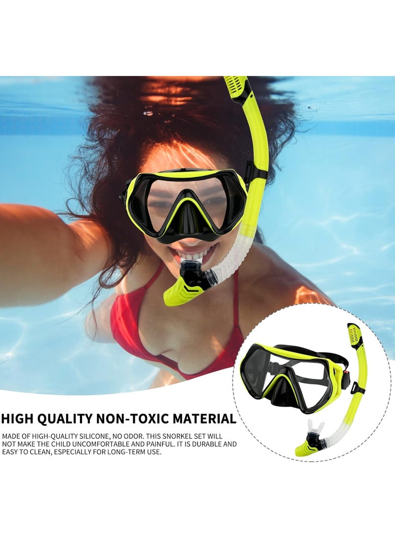 Dry Snorkel Set Adults Professional,Anti-fog Diving Mask 180° Panoramic Ultra-Clear Snorkel Mask Anti-leak Diving Tube Set Free Breath Scuba Diving Goggle Adjustable for Men Women