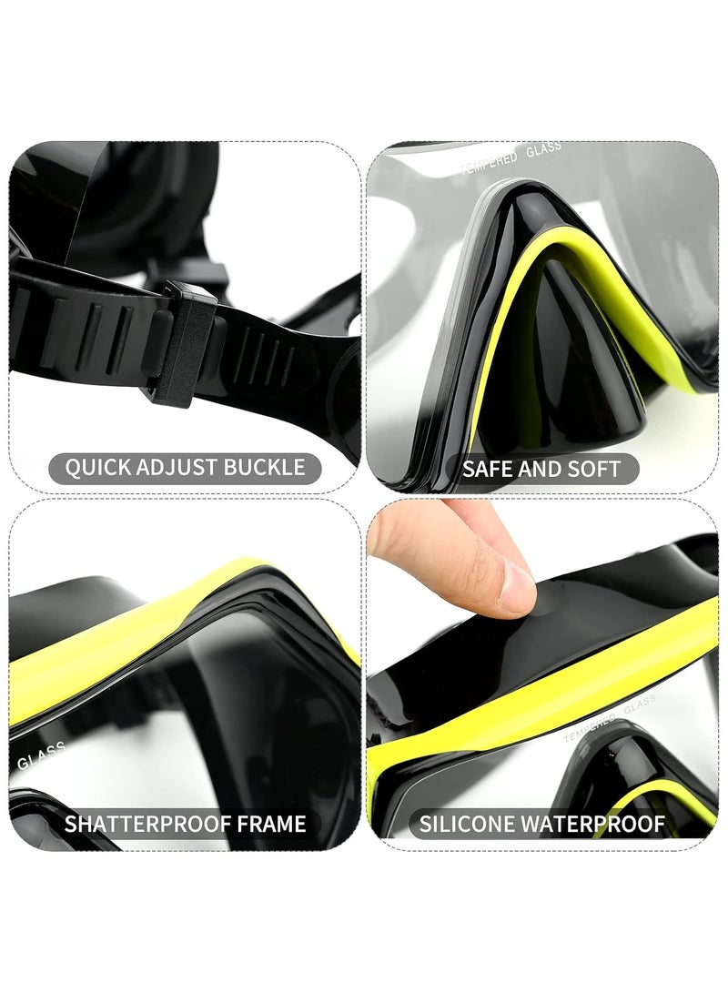 Dry Snorkel Set Adults Professional,Anti-fog Diving Mask 180° Panoramic Ultra-Clear Snorkel Mask Anti-leak Diving Tube Set Free Breath Scuba Diving Goggle Adjustable for Men Women
