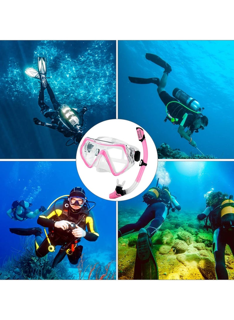 Dry Snorkel Set Adults Professional,Anti-fog Diving Mask 180° Panoramic Ultra-Clear Snorkel Mask Anti-leak Diving Tube Set Free Breath Scuba Diving Goggle Adjustable for Men Women