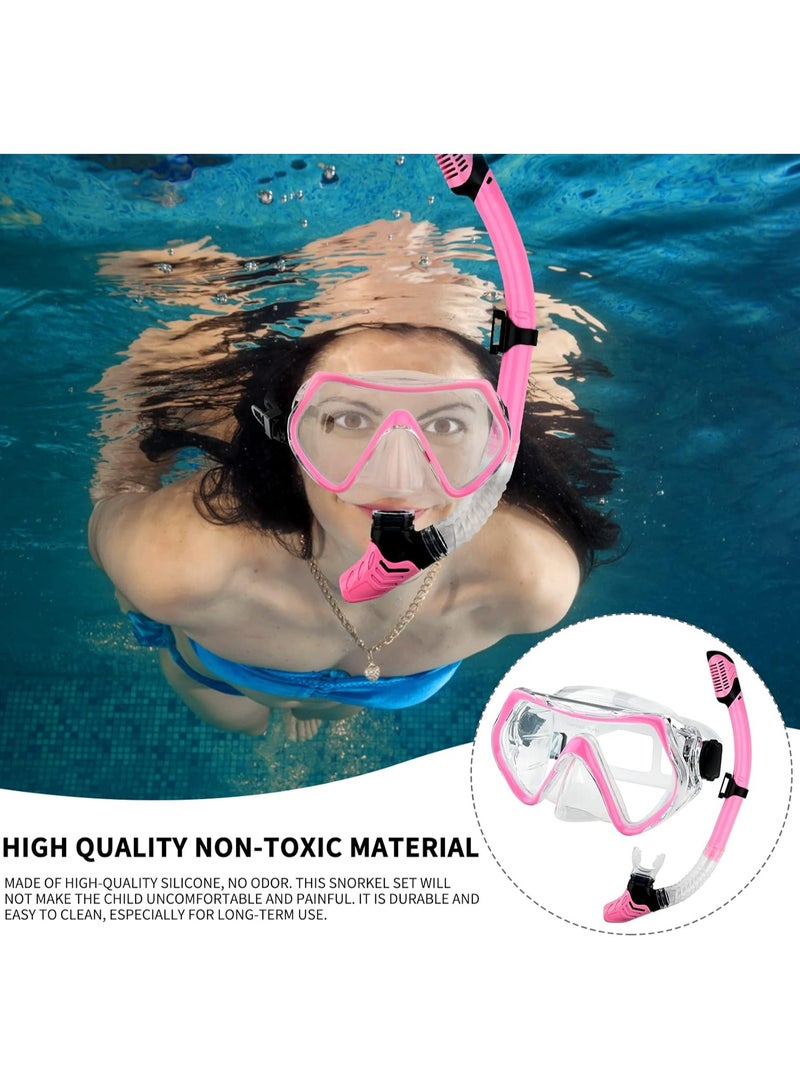 Dry Snorkel Set Adults Professional,Anti-fog Diving Mask 180° Panoramic Ultra-Clear Snorkel Mask Anti-leak Diving Tube Set Free Breath Scuba Diving Goggle Adjustable for Men Women