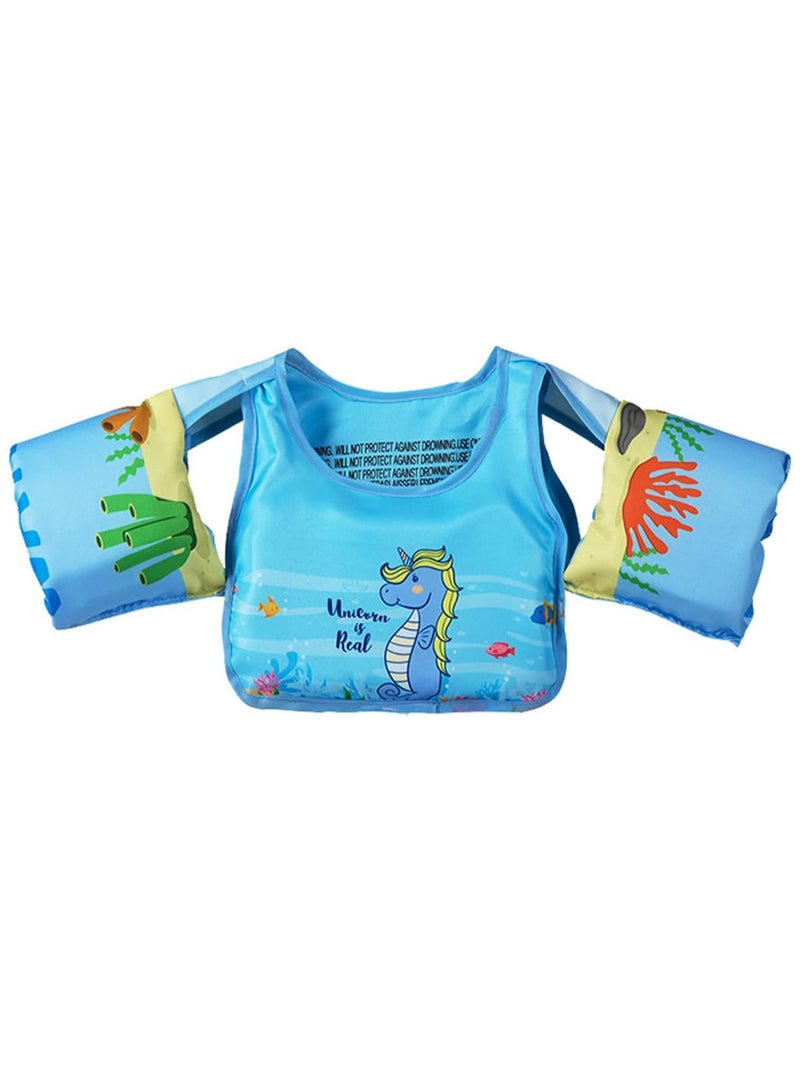Toddler Swim Vest Kids Water Wings Arm Floaties for 30-50 Pounds Infant Safety Swim Aid Jumper Inflatable Swim Arm Bands Float Sleeves Swimming Armbands for Sea/Pool/Beach/Training (Seahorse)