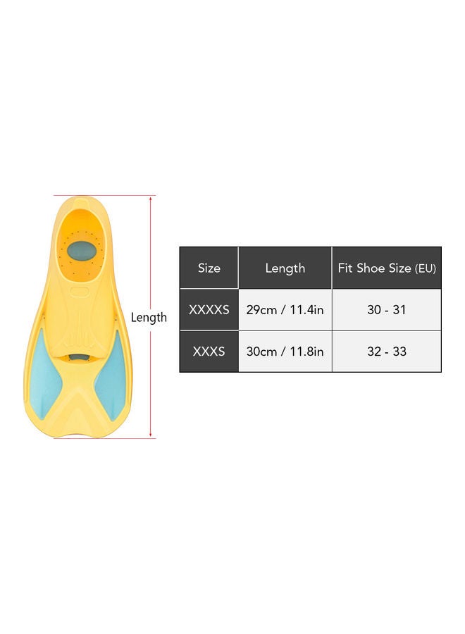 Kids Short Light Swim Fins Flippers Yellow & Blue 3XS 32.00*10.00*20.00cm