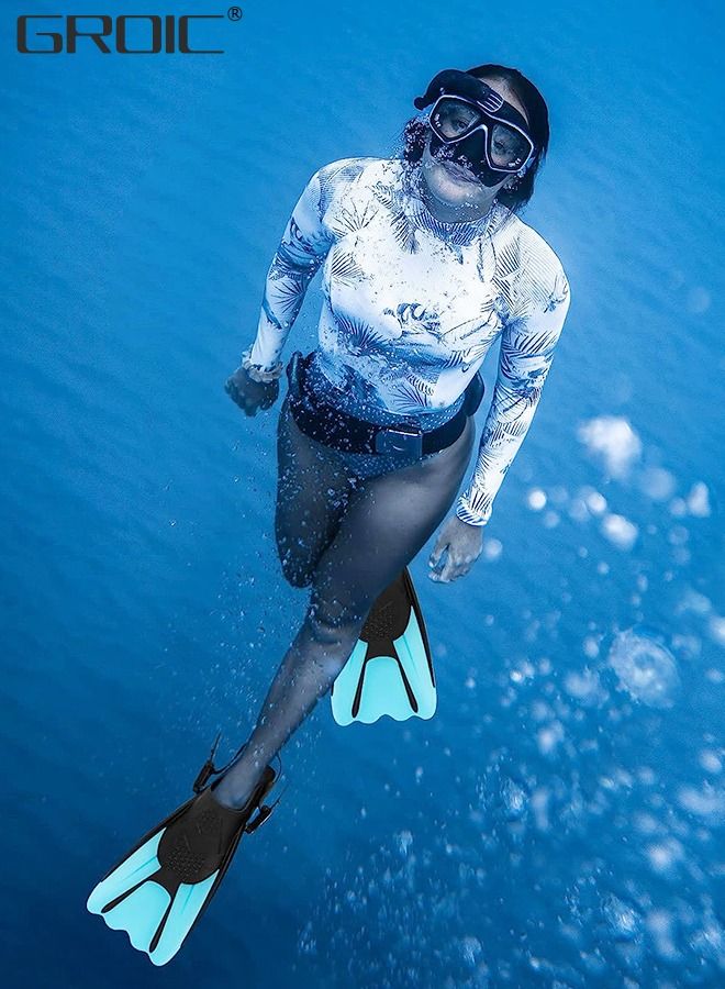 Snorkel Fins Swim Fins Open Heel, Adjustable and Light Diving Fins Buckles Open Heel Swim Flippers with Good Thrust, Travel Size Short Flippers for Snorkeling Swimming Adult Unisex