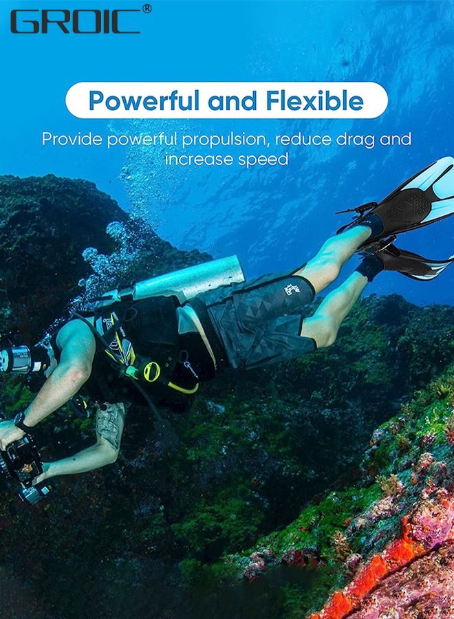 Snorkel Fins Swim Fins Open Heel, Adjustable and Light Diving Fins Buckles Open Heel Swim Flippers with Good Thrust, Travel Size Short Flippers for Snorkeling Swimming Adult Unisex