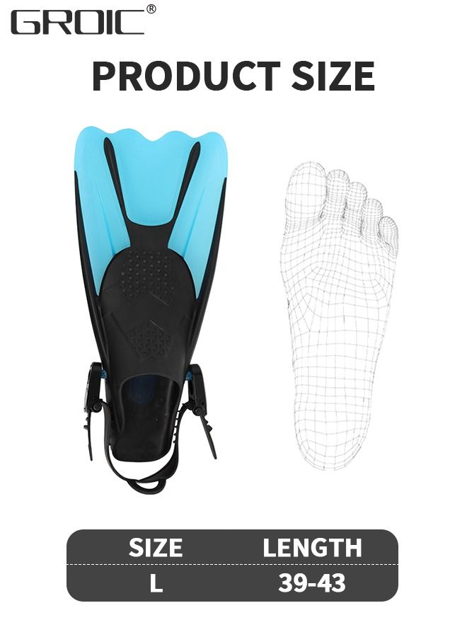 Snorkel Fins Swim Fins Open Heel, Adjustable and Light Diving Fins Buckles Open Heel Swim Flippers with Good Thrust, Travel Size Short Flippers for Snorkeling Swimming Adult Unisex
