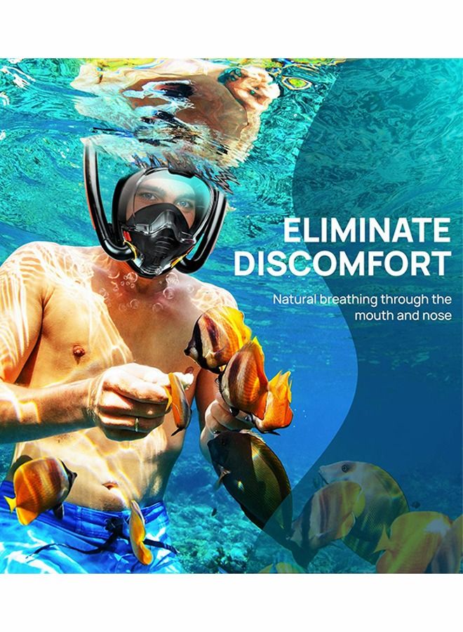 Full Face Snorkel Mask Adult - 2022 Latest Safe Breathing System,Anti-Fog Anti-Leak,180 Panoramic View with Camera Mount, Snorkel Mask with Adjustable Straps,Snorkeling Gear for Adults