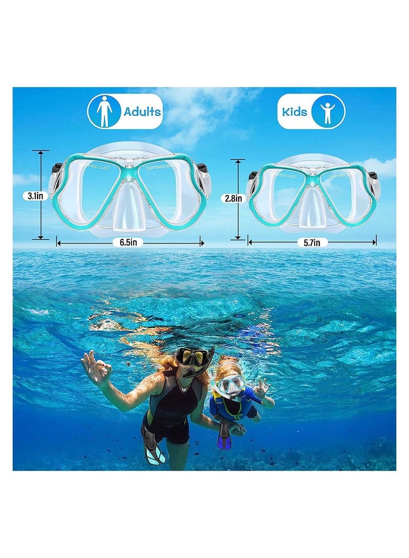 Adult Diving Goggles Breathing Apparatus Two Piece Set Dry Snorkel Set 180°Panoramic Wide View Anti Fog Professional Snorkeling Gear