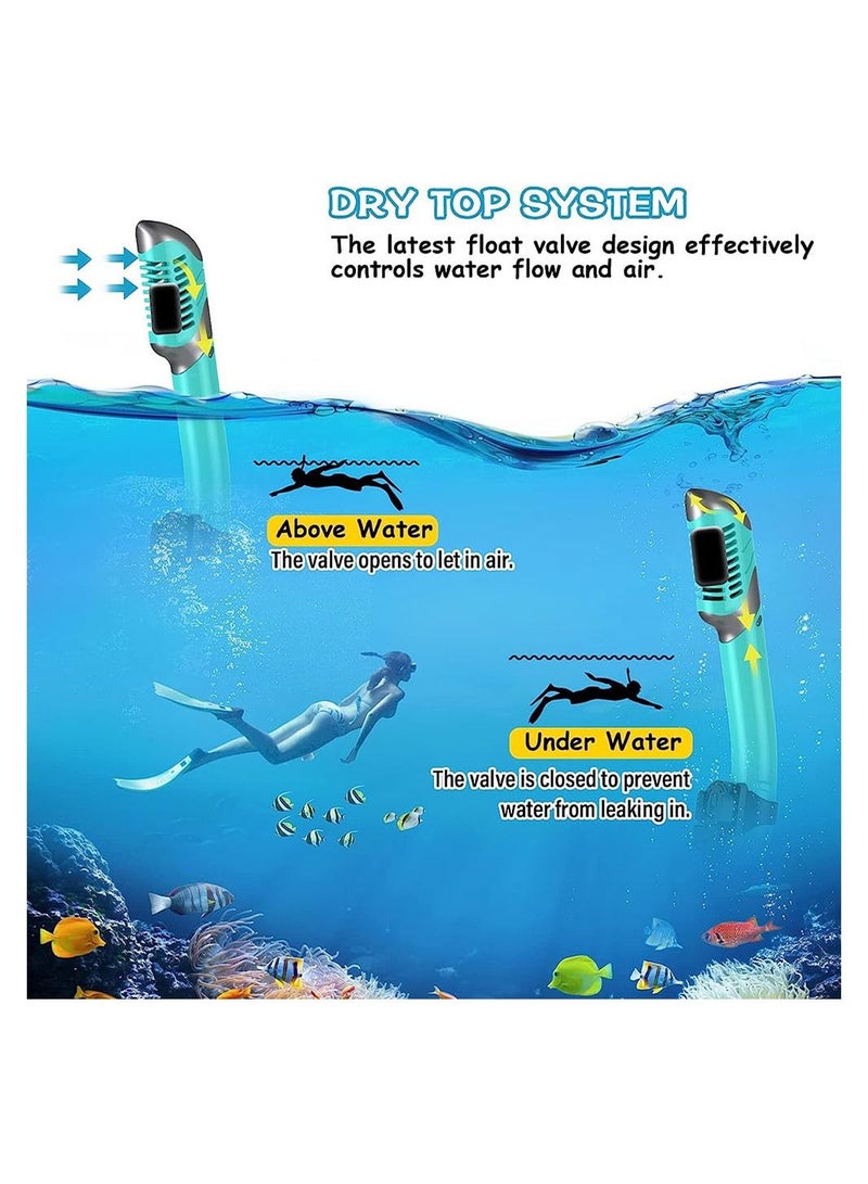 Adult Diving Goggles Breathing Apparatus Two Piece Set Dry Snorkel Set 180°Panoramic Wide View Anti Fog Professional Snorkeling Gear