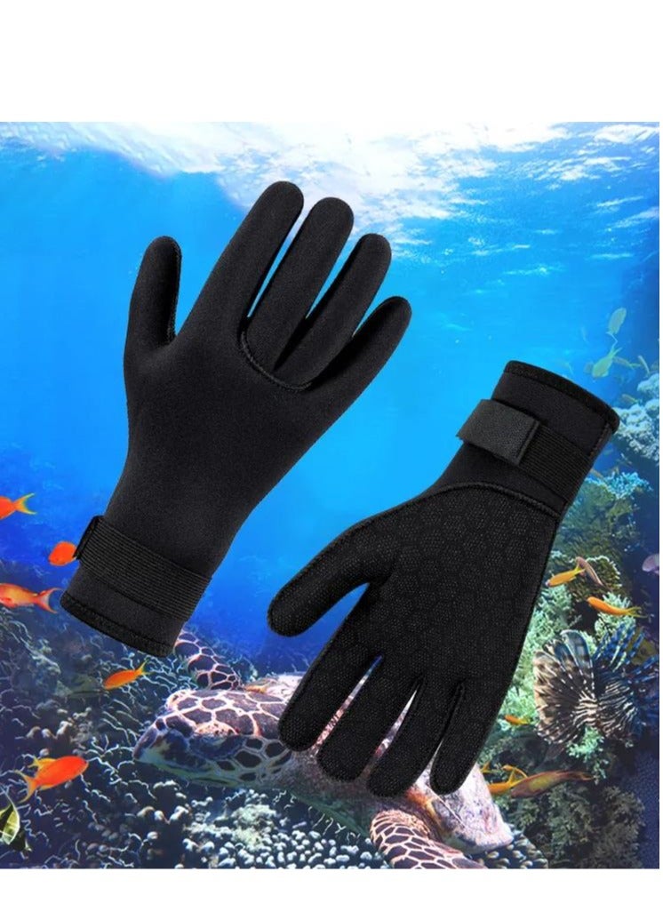 Wetsuit Gloves, 3mm Neoprene Diving Thermal Anti-Slip Scuba Gloves with Adjustable Wrist Strap for Men Women Snorkeling Water Skiing Swimming Surfing Fishing Kayaking