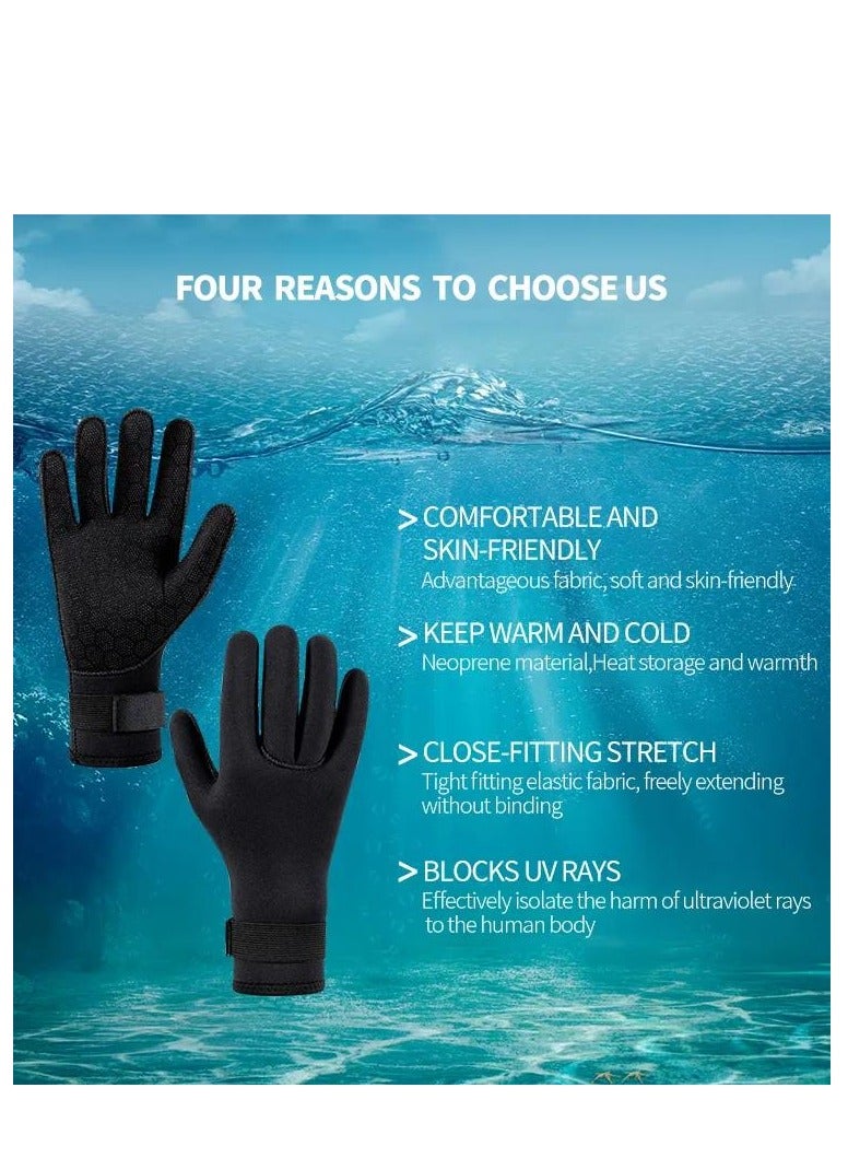 Wetsuit Gloves, 3mm Neoprene Diving Thermal Anti-Slip Scuba Gloves with Adjustable Wrist Strap for Men Women Snorkeling Water Skiing Swimming Surfing Fishing Kayaking