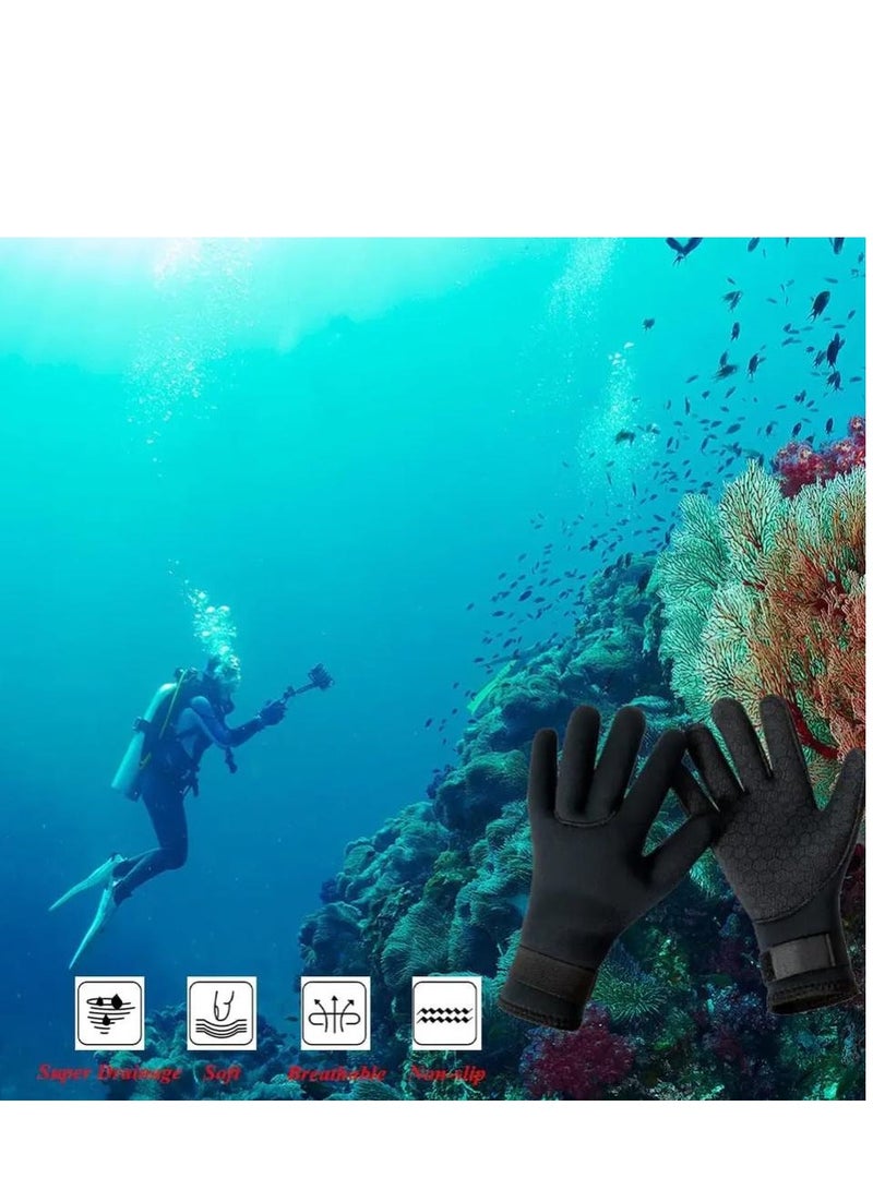 Wetsuit Gloves, 3mm Neoprene Diving Thermal Anti-Slip Scuba Gloves with Adjustable Wrist Strap for Men Women Snorkeling Water Skiing Swimming Surfing Fishing Kayaking