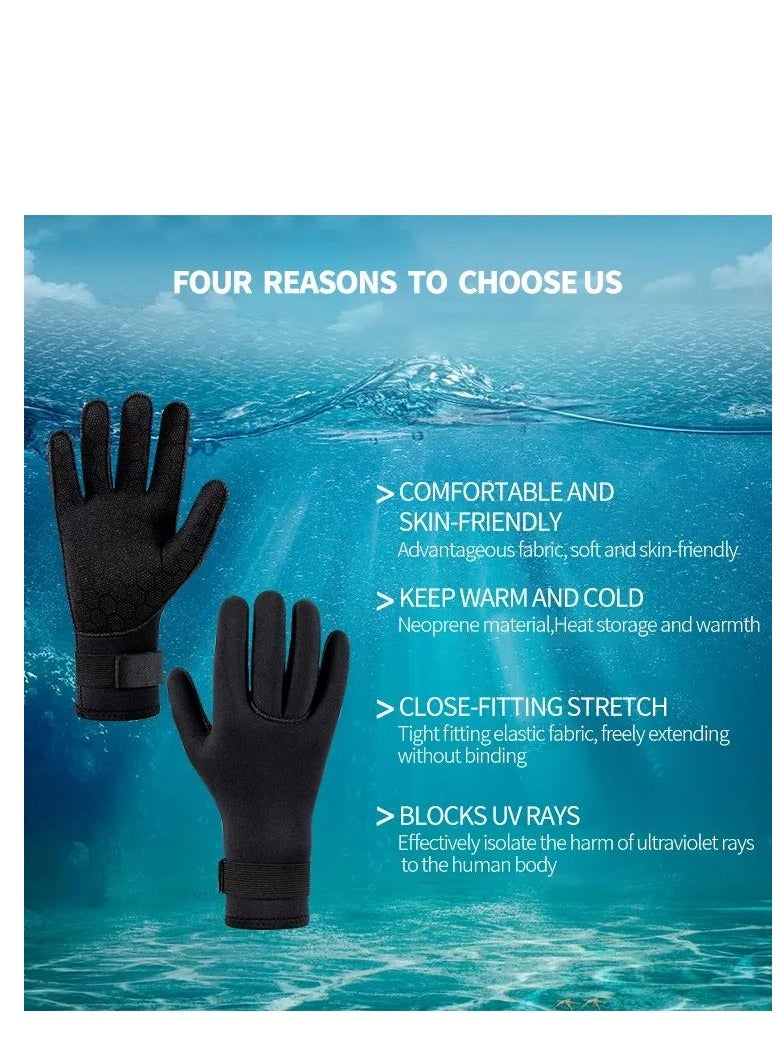 Wetsuit Gloves, 3mm Neoprene Diving Thermal Anti-Slip Scuba Gloves with Adjustable Wrist Strap for Men Women Snorkeling Water Skiing Swimming Surfing Fishing Kayaking