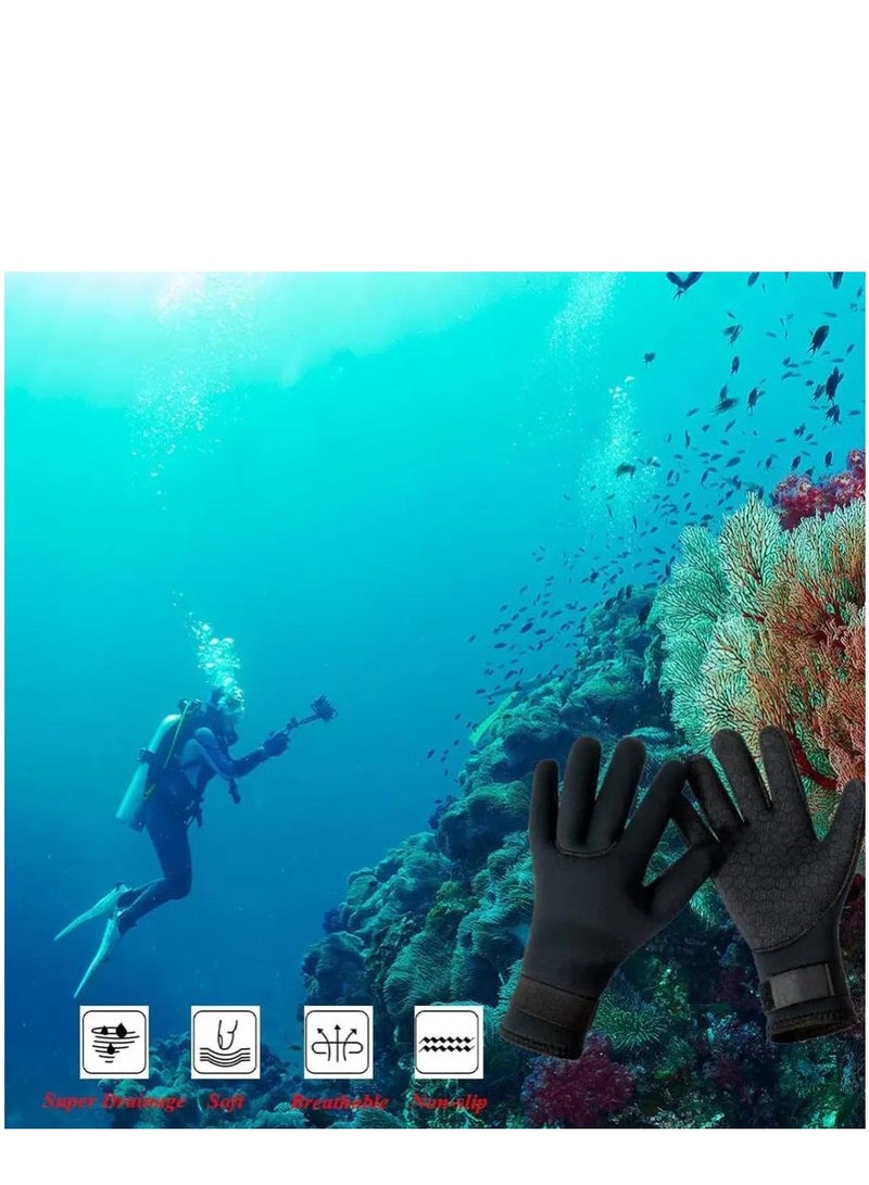 Wetsuit Gloves, 3mm Neoprene Diving Thermal Anti-Slip Scuba Gloves with Adjustable Wrist Strap for Men Women Snorkeling Water Skiing Swimming Surfing Fishing Kayaking