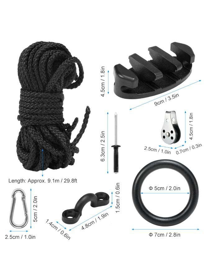 Trolley Kit With Rope Cleat Pulley Rigging Ring For Kayaks Canoes 24.0x7.0x4.0cm