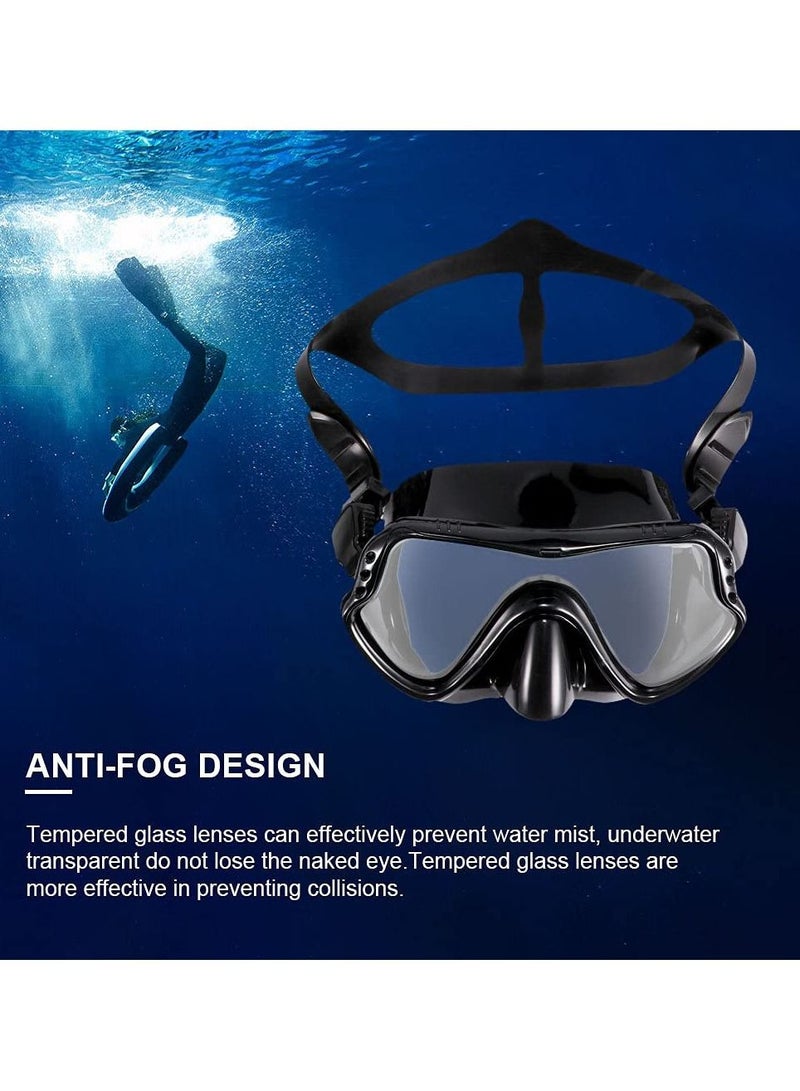 Snorkel Set for Women and Men Anti-Fog Tempered Glass AdultsSnorkel Diving Mask and Snorkels Goggles Glasses Diving Swimming Easy Breath Tube Set Snorkel Mask-Black