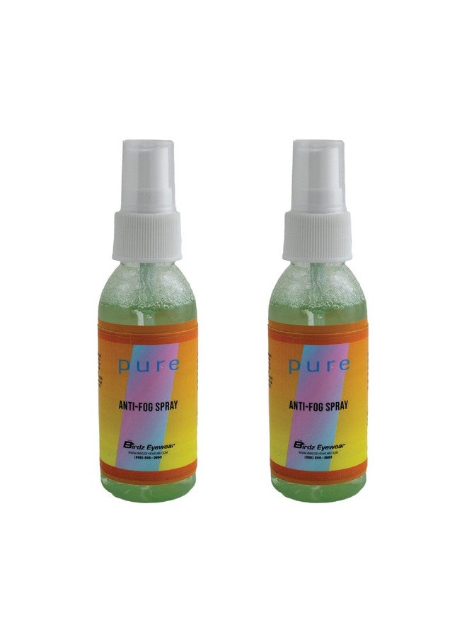 Two 2Oz Bottles Of Birdz Eyewear Anti Fog Spray & Defogger For Glasses Goggles Swimming Paintball And Diving Safe On All Lenses