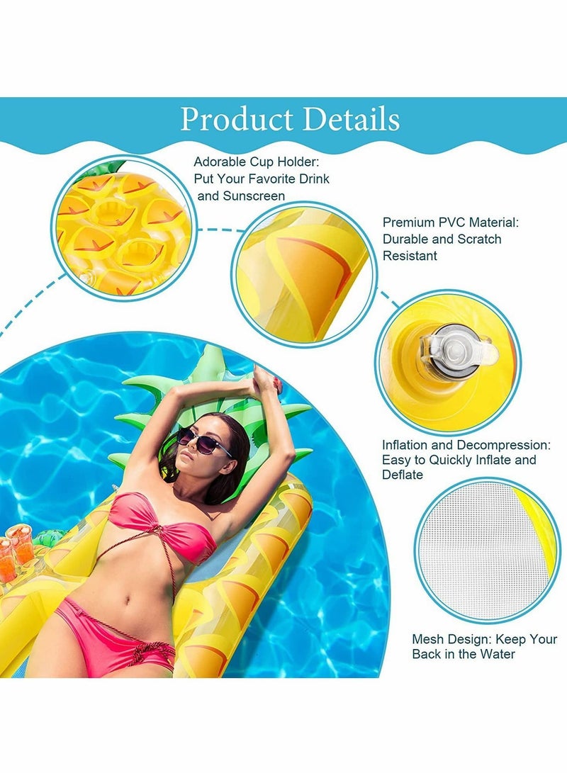 Pool Inflatable Floats Adult, Giant Pineapple With Cup Holder,170 CM Beach Floaties Lounge Luxury Recliner