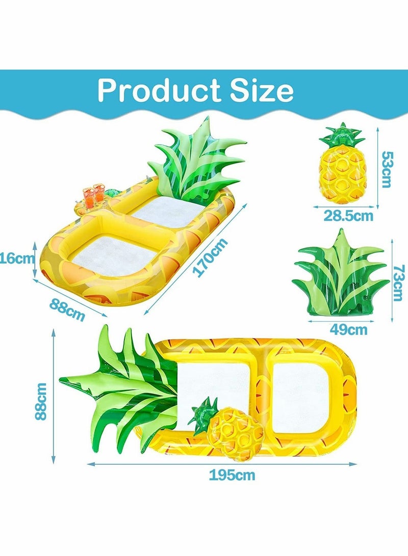 Pool Inflatable Floats Adult, Giant Pineapple With Cup Holder,170 CM Beach Floaties Lounge Luxury Recliner