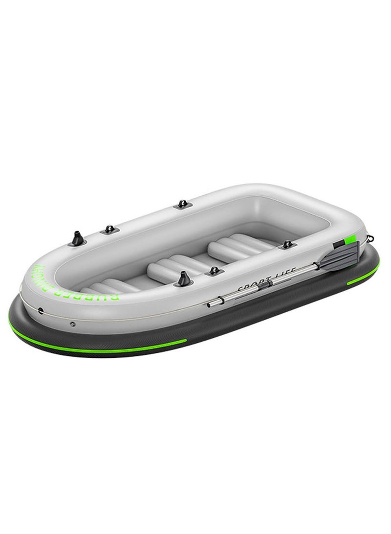 Inflatable Boat 4 Person Quick Inflate and Deflate with Portable Electric Pump and Aluminium Oars