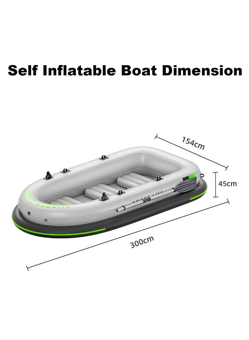 Inflatable Boat 4 Person Quick Inflate and Deflate with Portable Electric Pump and Aluminium Oars