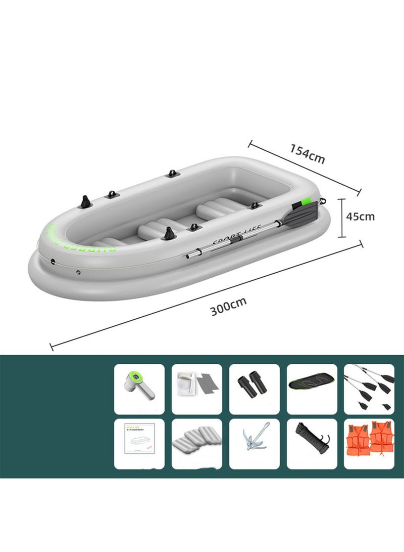 Inflatable Boat 4 Person Quick Inflate and Deflate with Portable Electric Pump and Aluminium Oars