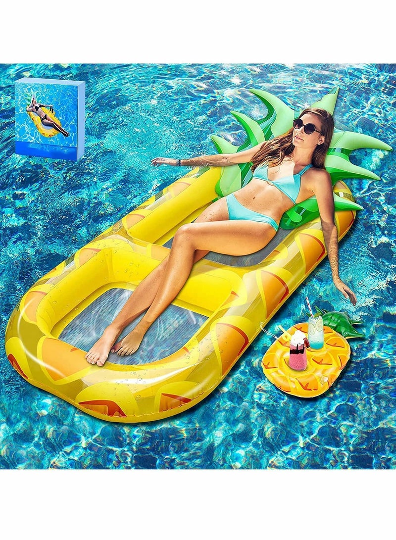 Pool Inflatable Floats Adult, Giant Pineapple With Cup Holder,170 CM Beach Floaties Lounge Luxury Recliner