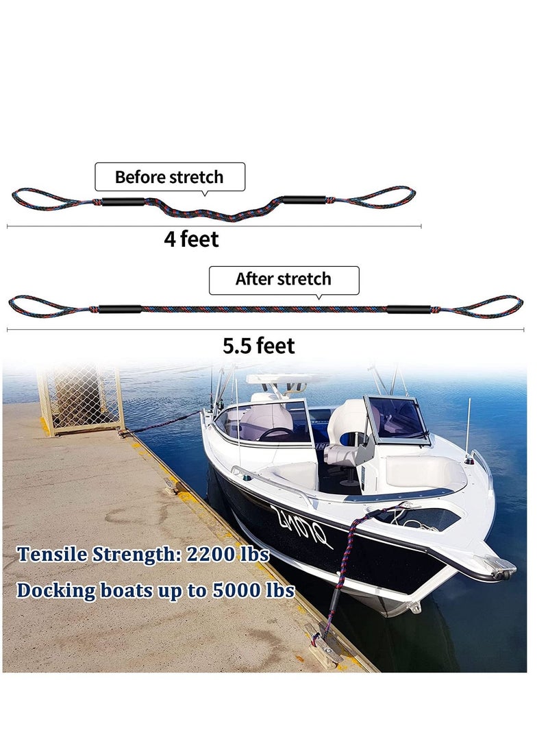 Boat Bungee Dock Lines, Boating Gifts for Men, Accessories, Pontoon Mooring Lines Bass Boat, 4 Feet