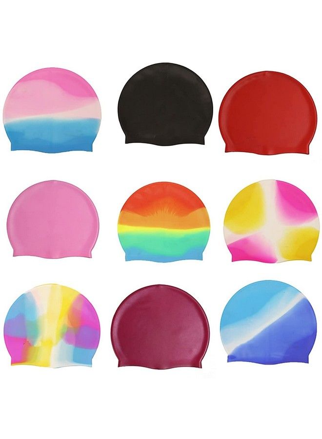 Friendly Swede Silicone Long Hair Swim Caps Durable Silicone Swimming Caps (Pack Of 3) Color May Varysstp