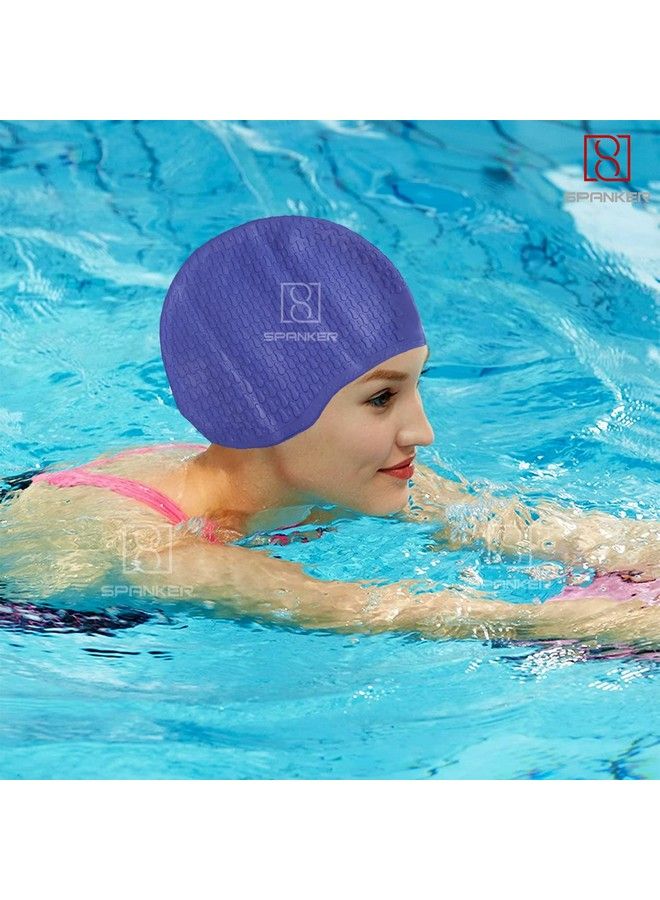 Drop Design Silicone Long Hair Swim Caps 2 Pc For Women Girls Adults Kids Multicolor Sstp