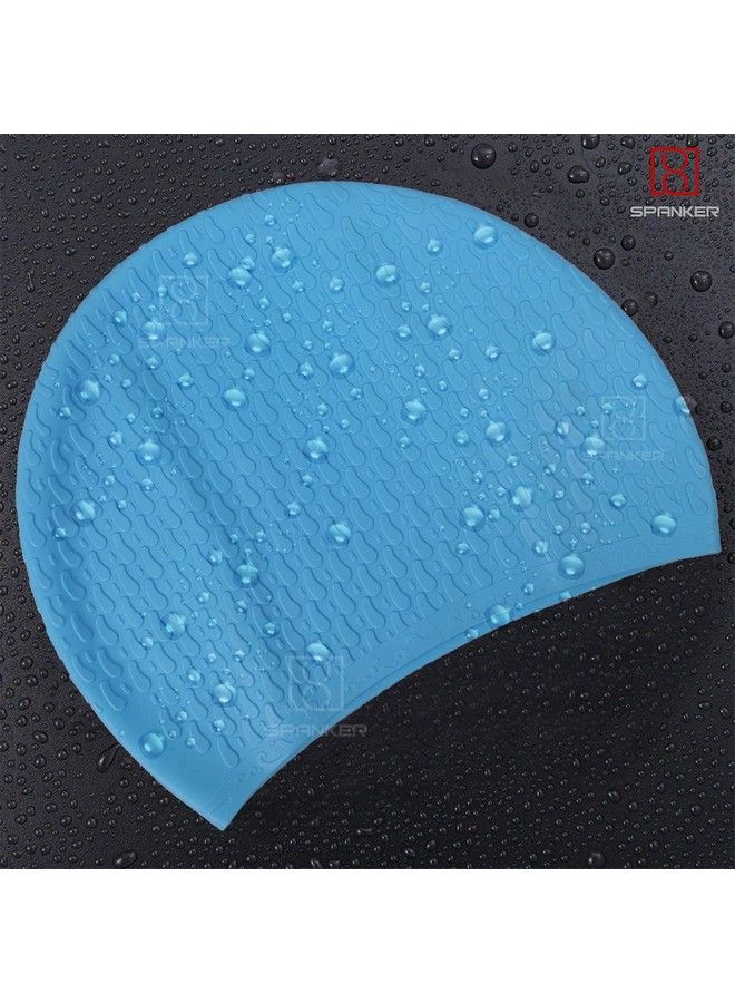 Drop Design Silicone Long Hair Swim Caps 2 Pc For Women Girls Adults Kids Multicolor Sstp