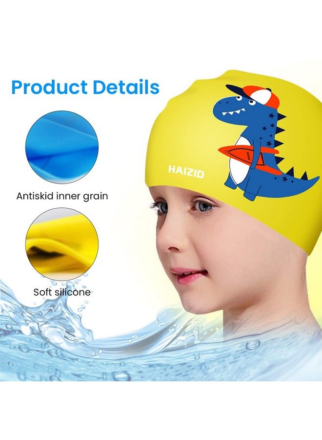 Swimming Cap For Boys Girls Waterproof Silicone Swimming Cap Ideal For All Head Shape Swimming Cap For Kids Age 3 14