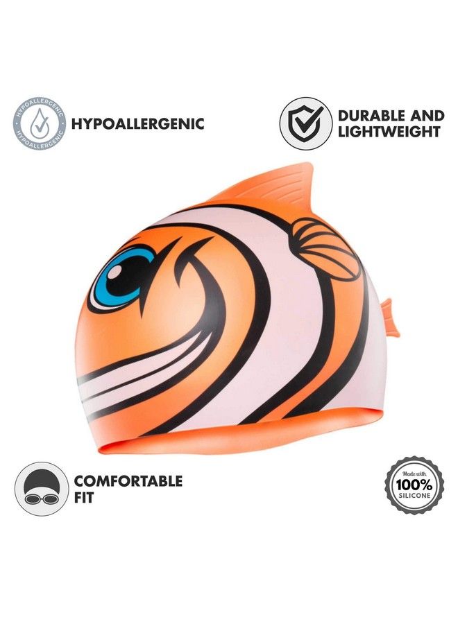 Kids Charachappy Fish Swim Cap (Orange)