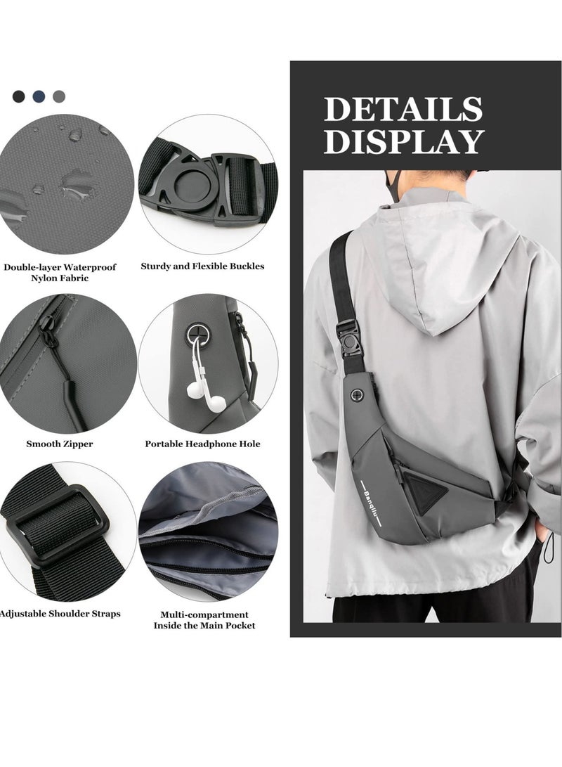 Sling Bag Man Bag Crossbody, Mens Shoulder Crossbody Chest Bag Classic Sling Slim Backpack Multipurpose Daypack Left-hand