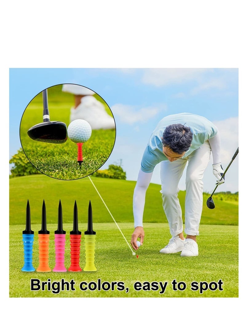 Pack of 10 Pcs Golf Tees Plastic,  Premium Soft Rubber Top Golf Tees 3-1/4, Innovative Design, Multiple Colors, Perfect Golf Gift for Men and Women