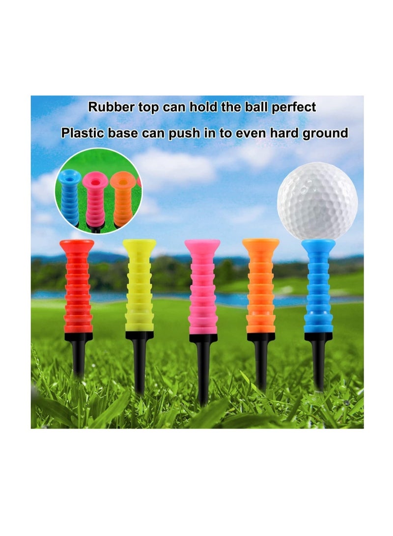 Pack of 10 Pcs Golf Tees Plastic,  Premium Soft Rubber Top Golf Tees 3-1/4, Innovative Design, Multiple Colors, Perfect Golf Gift for Men and Women