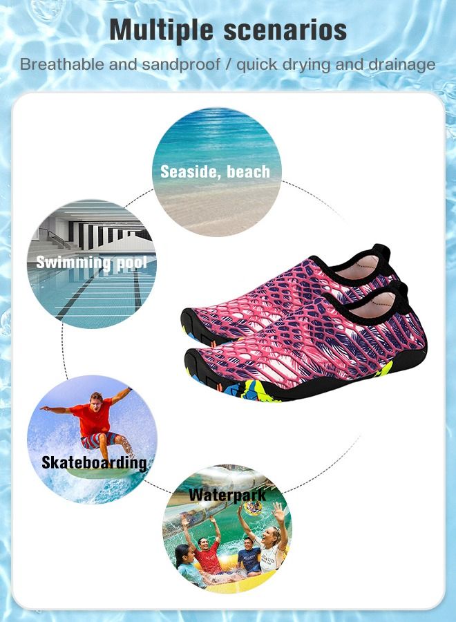 1 Pair Water Shoes Barefoot Beach Pool Shoes Quick-Dry Aqua Yoga Socks Slip-on for Women Surf Swim Water Sport, Beach Swim Yoga Exercise Shoes with Foot Massage