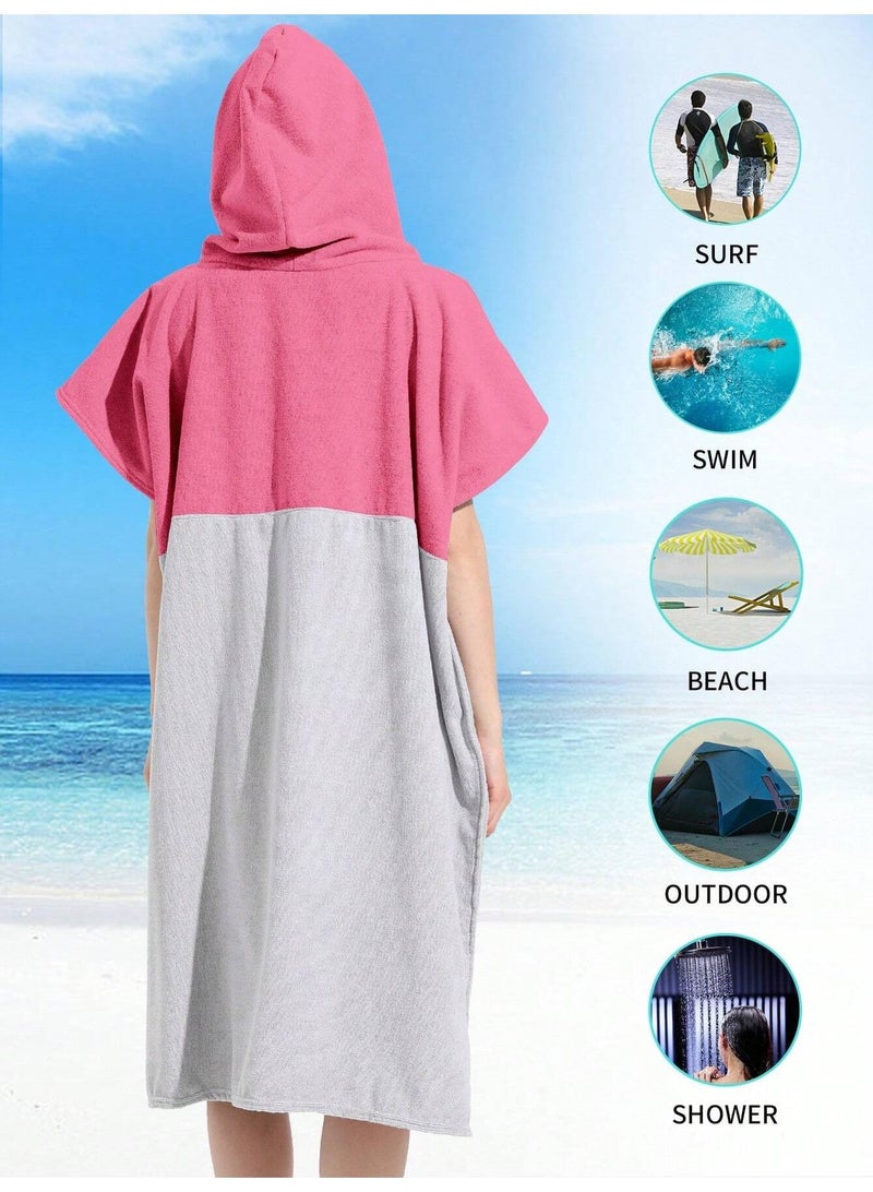 110*80CM Colorblock Microfiber Surfing Swimming Warm Changing Clothes Adult Beach Cape Bathrobe