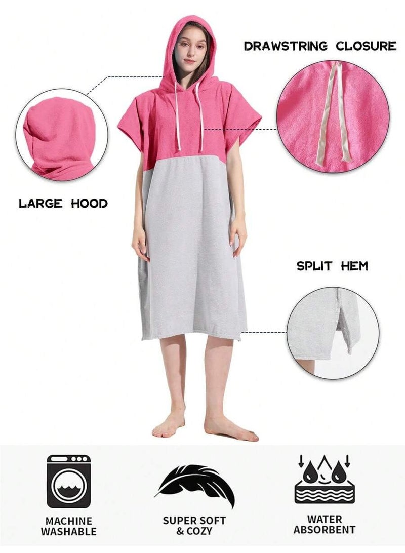 110*80CM Colorblock Microfiber Surfing Swimming Warm Changing Clothes Adult Beach Cape Bathrobe