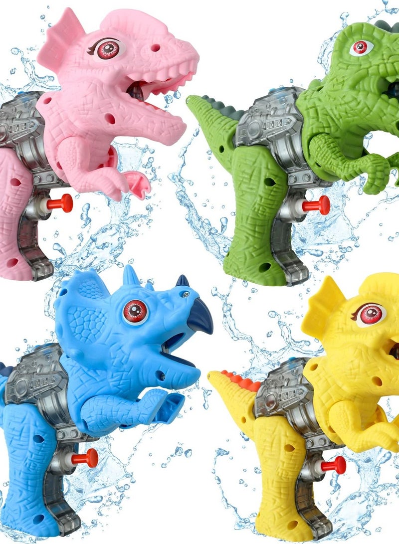 Dinosaur Water Gun, 4 Pack Squirt Guns for Kids and Adults, Exciting Fighting Toy Boys Girls, Perfect Backyard Swimming Pool Play.