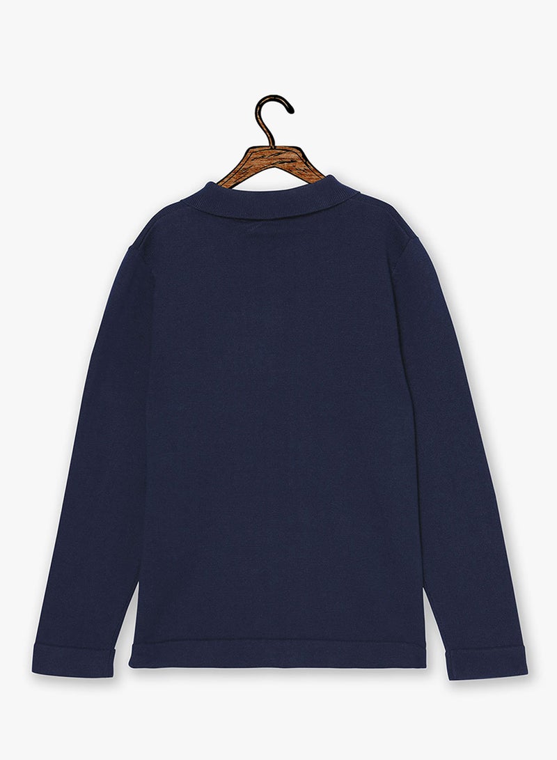 Kids Long Sleeve Polo Navy